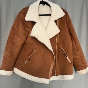 Cozy Tan Teddy Jacket with Cream Accents